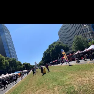 people walking in the grass