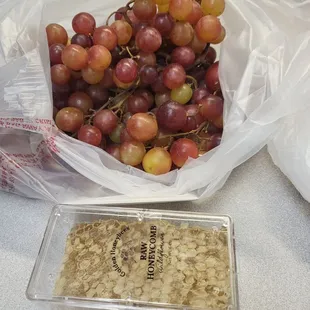 Fresh grapes $5; honeycomb $10