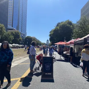 people walking down the street