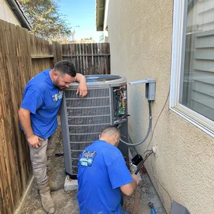AC condenser installation.