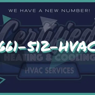 Call or text our new number for all your Heating Ventilation and Air Conditioning request at 661-512-HVAC.