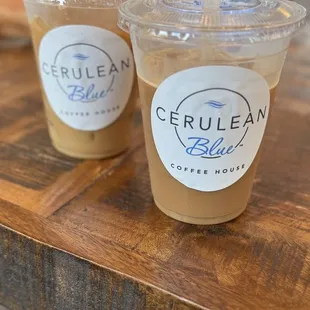 Oatmilk latte and iced shaken espresso