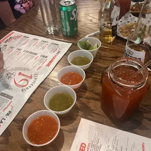 Variety of salsas