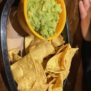 Chips n guac $6 ... solid guac. Just enough chips to finish it. Worth the price.