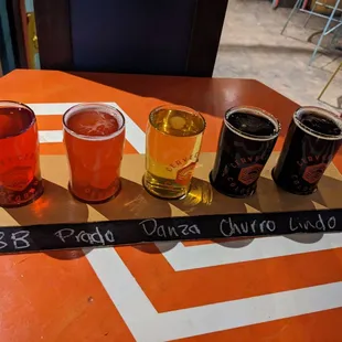 Beer flight (best way to try all of them)! Favorites were the Prado and the Churro