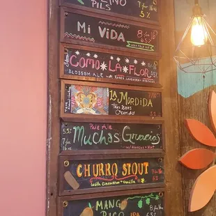 The beer menu