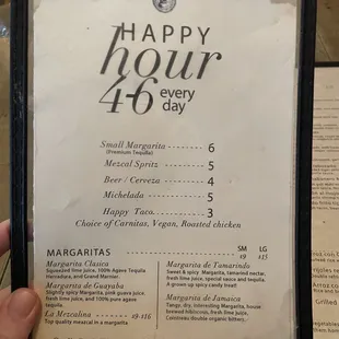 Happy hour menu