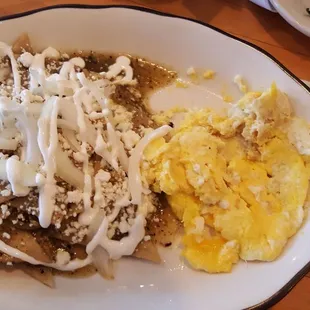 Eggs are the bomb, the whatever chips it was mixed with had a really taste.