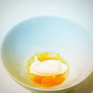 Gooseberry Jam with Yogurt Gelato, Vanilla Chantilly and Elderflower