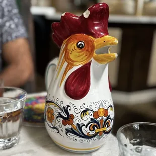 Quirky rooster watcher pitcher