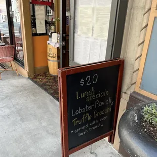 $20 lunch special looks very good--lobster ravioli