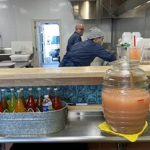 Strawberry/mint agua fresca and Mexican sodas