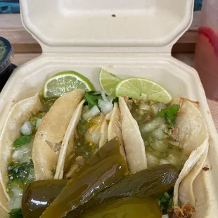 Chicken street tacos with jalapeños, yummmm