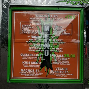mexican food menu
