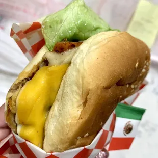 Mexican Hamburger with ham and avocado