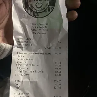 Receipts