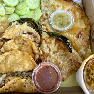 Tacos and quesadilla