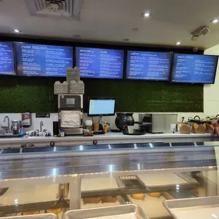 a display of food in a restaurant