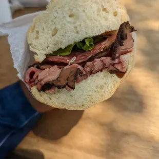 Roast beef and salami with veggies