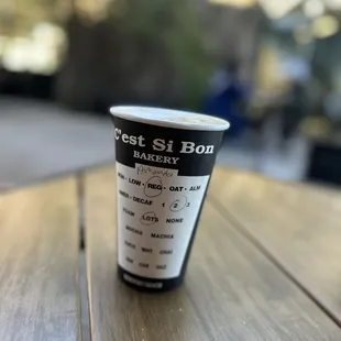 a cup of coffee on a table