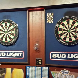 Dart boards with real darts. No electronic BS here.