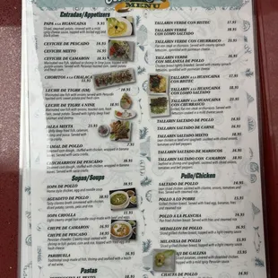 In restaurant Menu