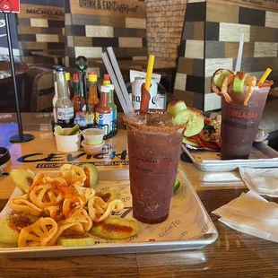 a plate of food and a drink