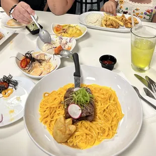 Tallarines con Huancaina de Churrasco