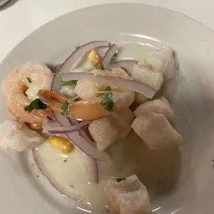 Shrimp and fish ceviche.