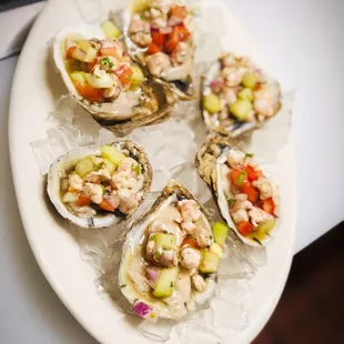 Oysters with shrimp ceviche