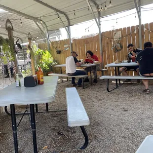 Spacious, covered, outdoor dining