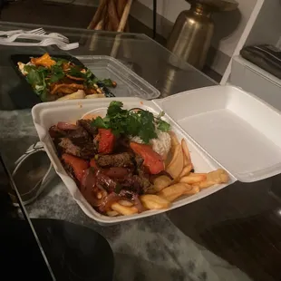 Ceviche de Pescado and Lomo Saltado.