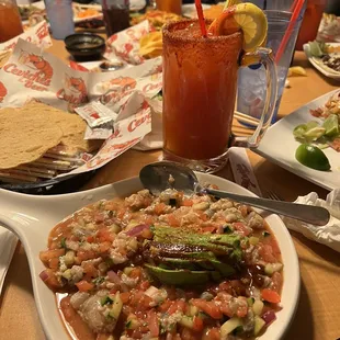 a table full of food