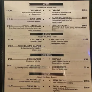 Ceviches and Beer menu