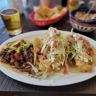 Taco trio......shrimp, fish, asada