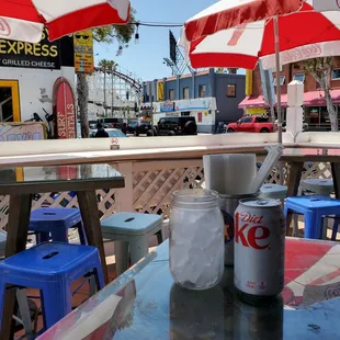 View from patio at Ceviches &amp; Beers -- wooden coaster at Belmont Park!