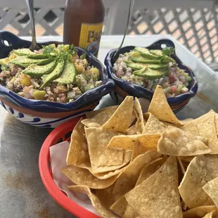 Mango habanero ceviche &amp; shrimp ceviche bowls