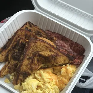 French toast eggs and turkey bacon