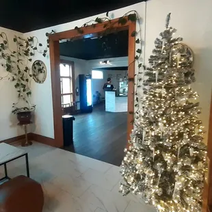 Entryway to main room and barista counter.