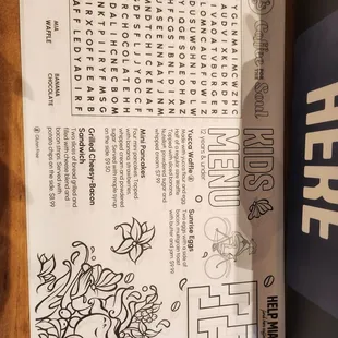Kids' Menu at the Register