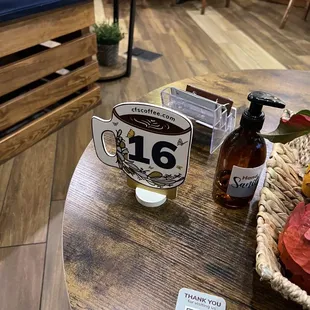 You get a number when you order.  All the tables have hand sanitizer and it smells so good