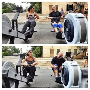 Stan and Emma having a great time with some outdoor rowing