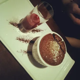 Chocolate Souffle W/ Raspberry Sauce