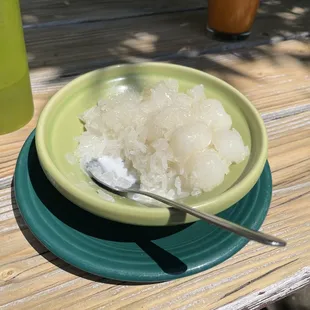 Thai Sweet Sticky with Longan Fruit in coconut milk