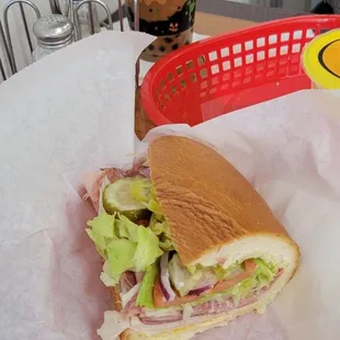 Cold cut sandwich with coffee and boba!!   yummm!!!