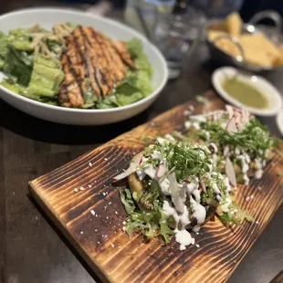 Mushroom Sopes and Caesar Salad