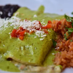Crab and shrimp enchilada plate