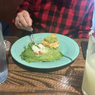 Almost done with the chicken fajita quesadillas half order.