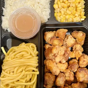 Crispy Chicken w/ Rice, Noodles &amp; Corn