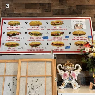Bánh Mì menu